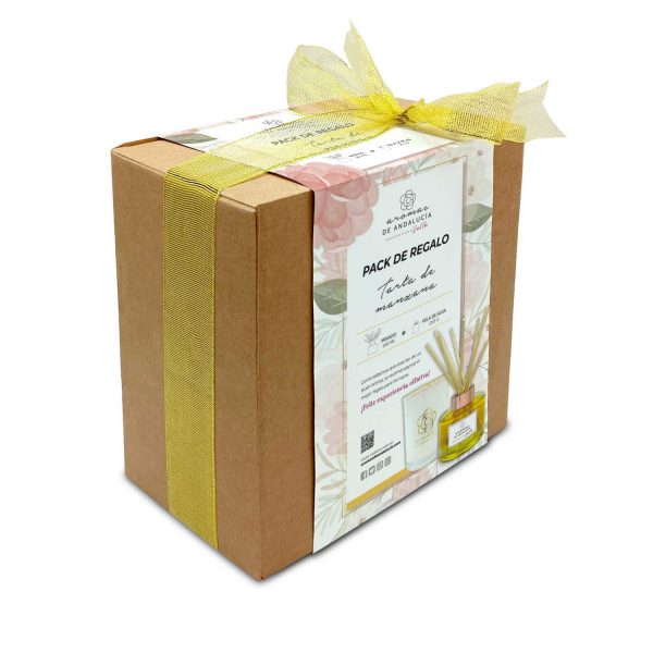 Pack Regalo Aroma Tarta de Manzana: Difusor de Varillas (160ml) + Vela de Soja (250g) - Imagen 2